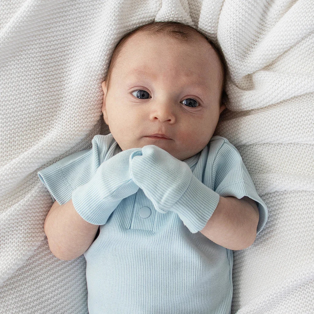 SNUGGLE HUNNY Organic Cotton Rib Mittens | Baby Blue
