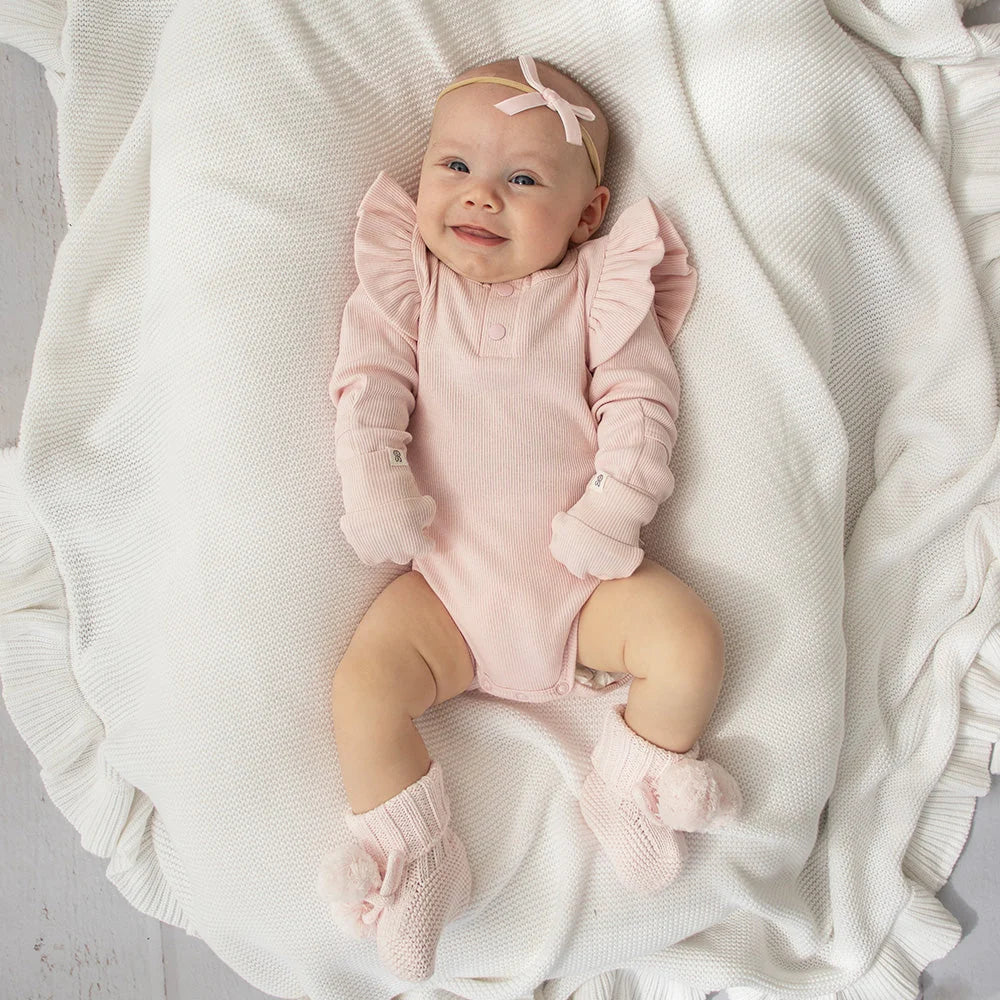 SNUGGLE HUNNY Organic Cotton Rib Mittens | Baby Pink