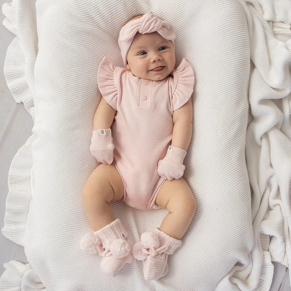 SNUGGLE HUNNY Organic Cotton Rib Mittens | Baby Pink