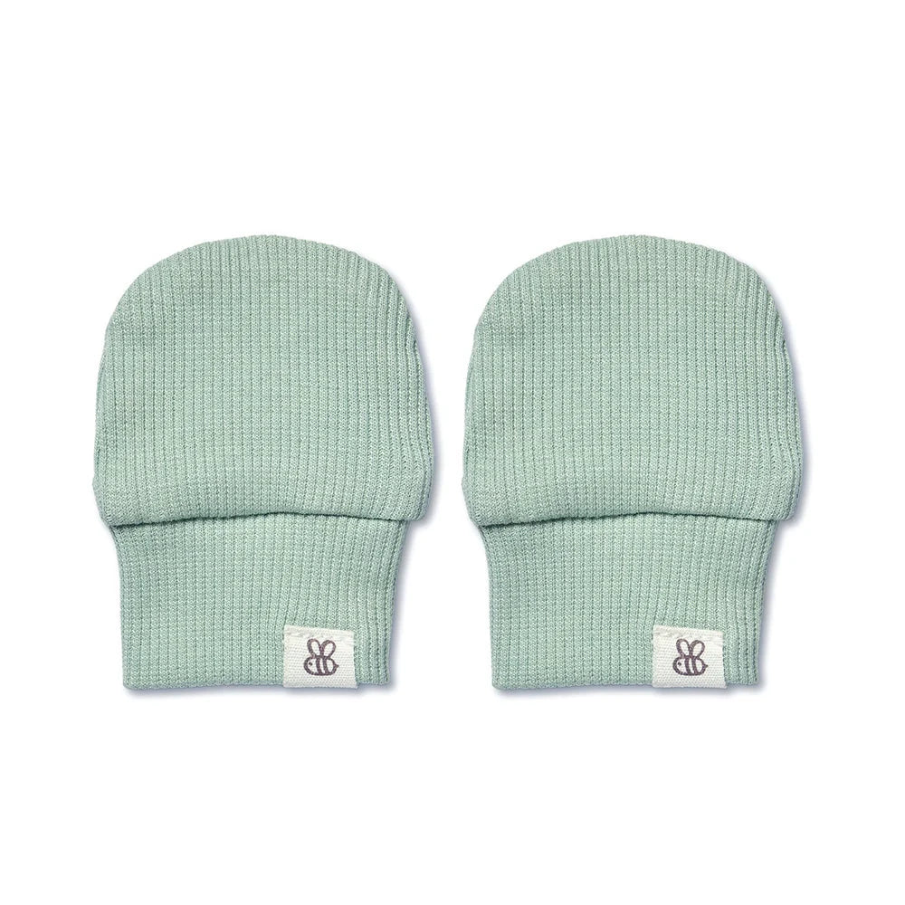 SNUGGLE HUNNY Organic Cotton Rib Mittens | Sage