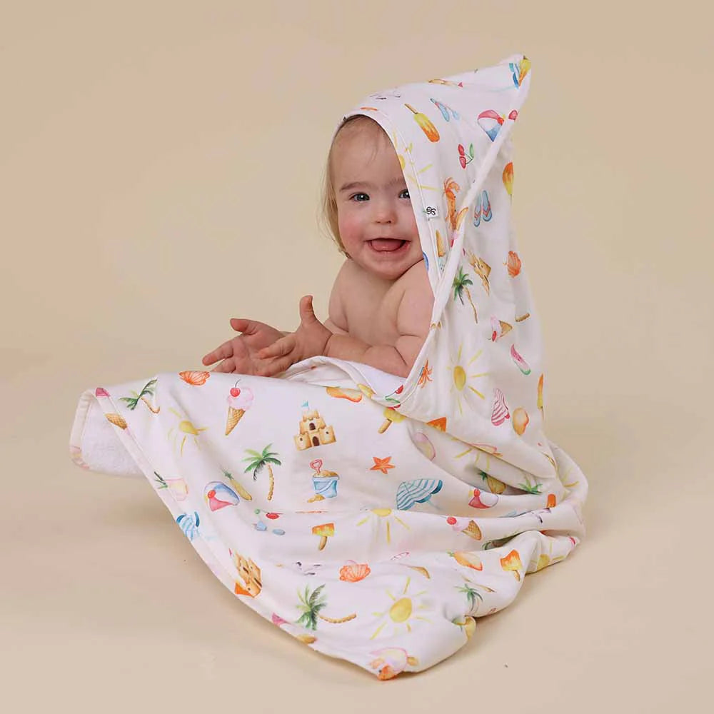SNUGGLE HUNNY Organic Hooded Baby Towel - Beach Fun