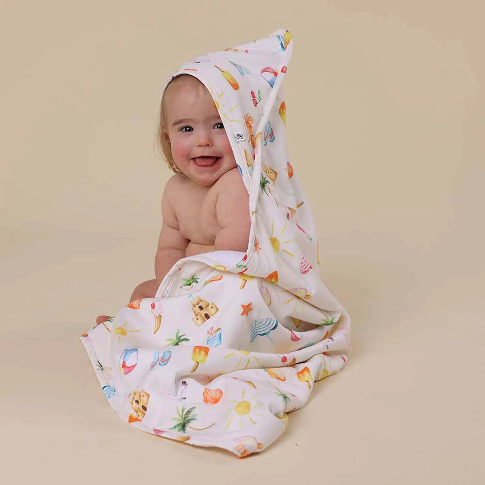 SNUGGLE HUNNY Organic Hooded Baby Towel - Beach Fun