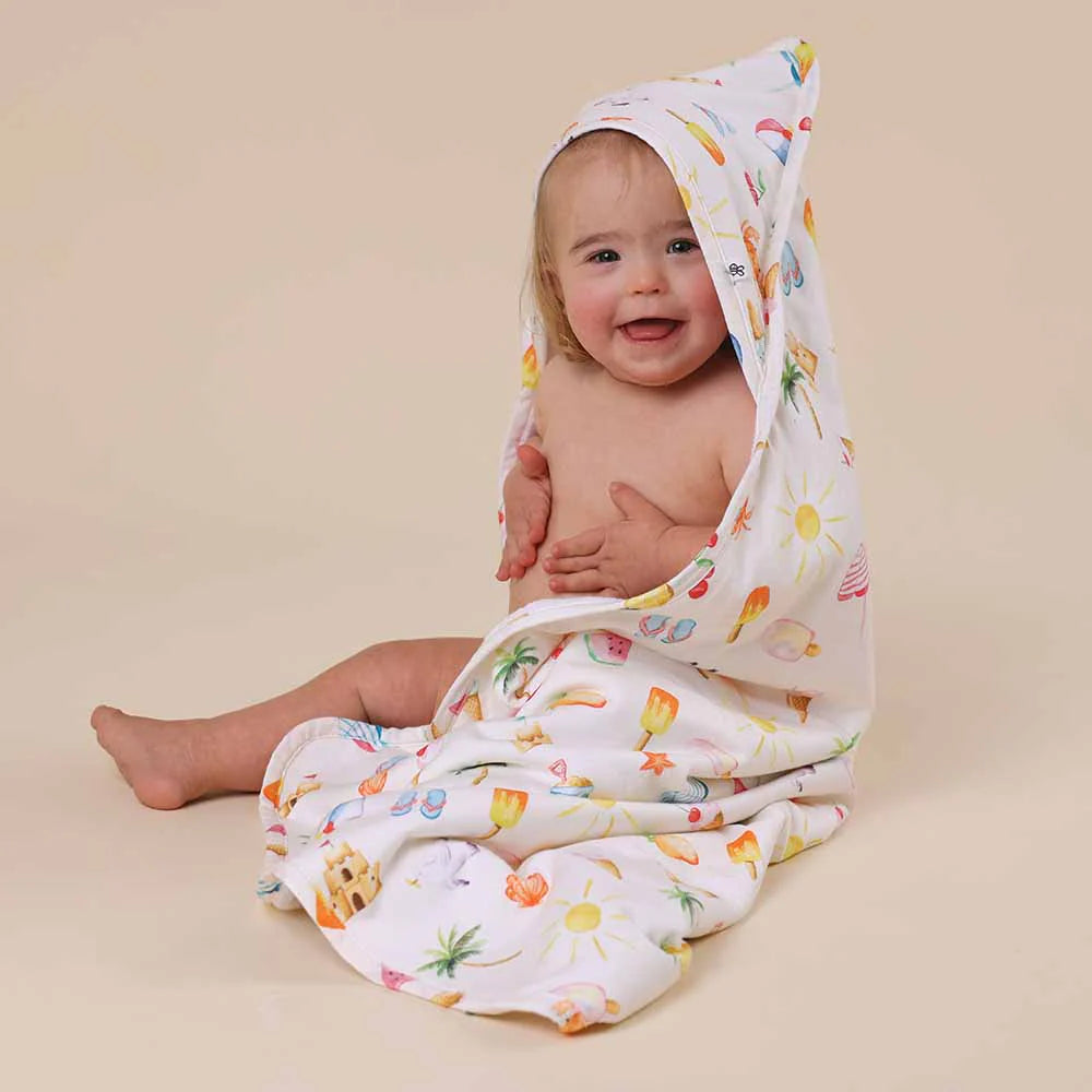 SNUGGLE HUNNY Organic Hooded Baby Towel - Beach Fun