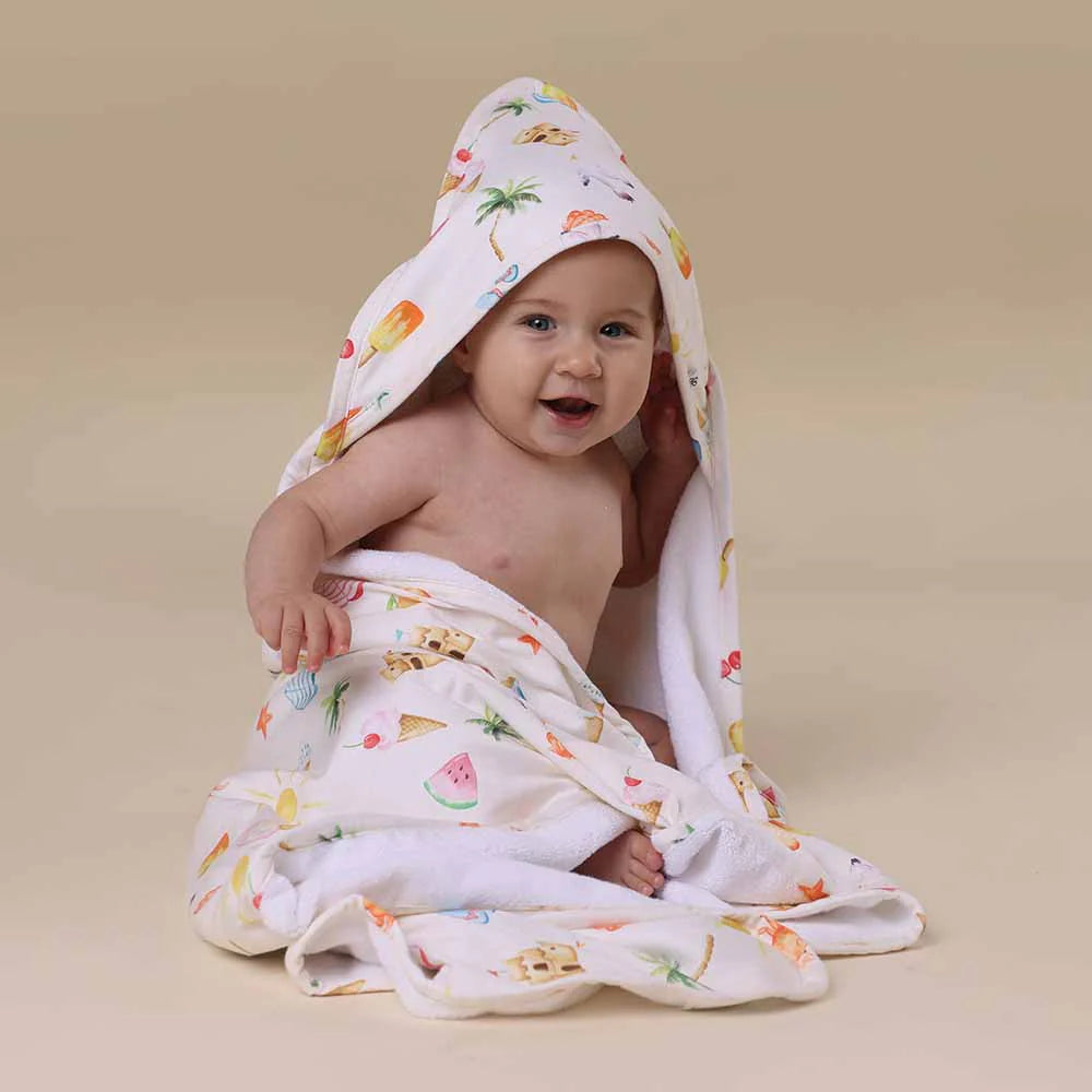 SNUGGLE HUNNY Organic Hooded Baby Towel - Beach Fun