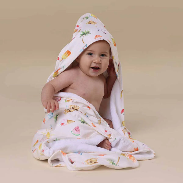 SNUGGLE HUNNY Organic Hooded Baby Towel - Beach Fun