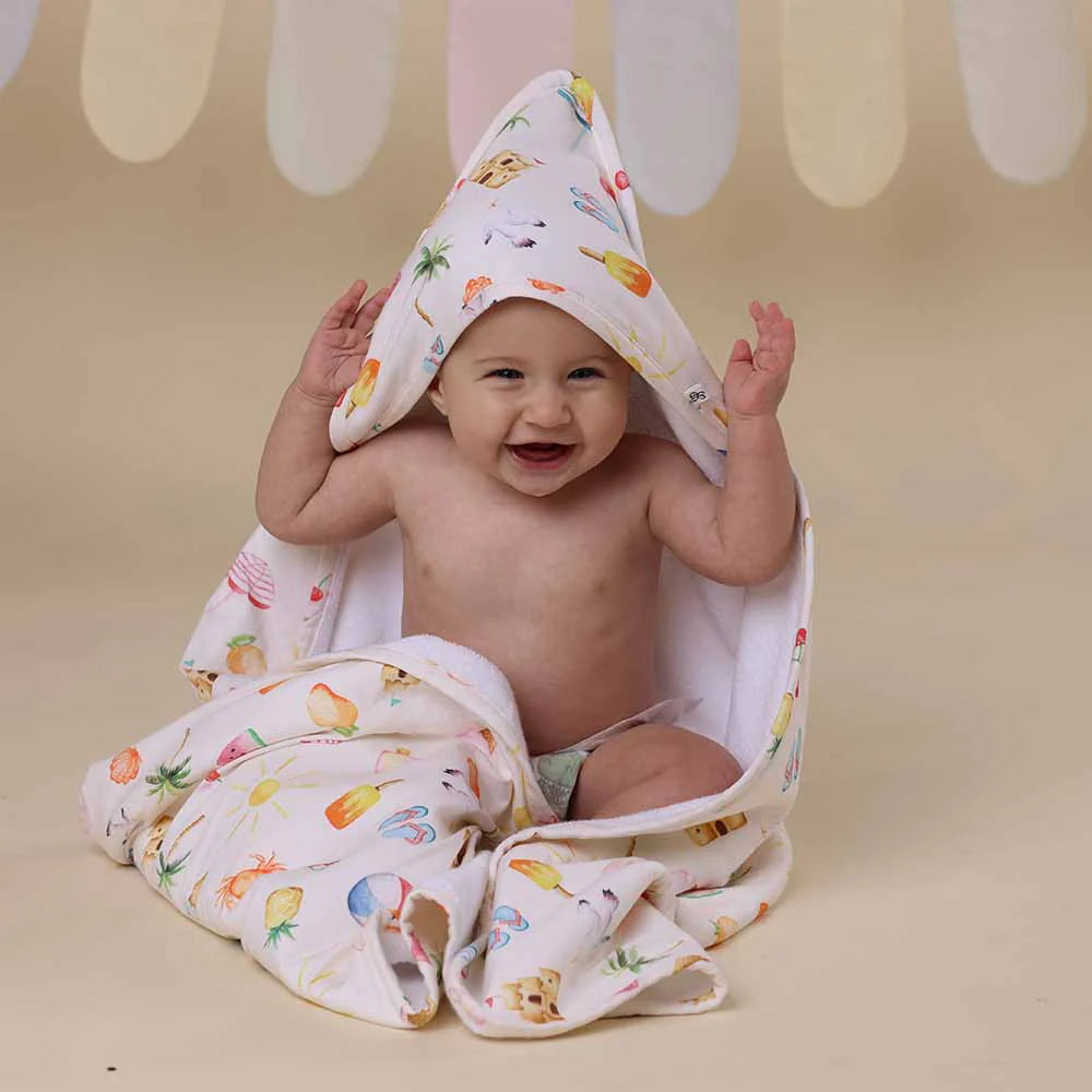 SNUGGLE HUNNY Organic Hooded Baby Towel - Beach Fun