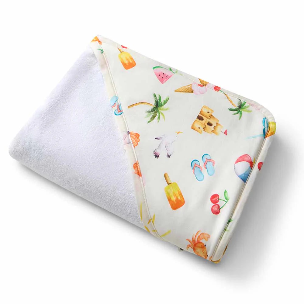 SNUGGLE HUNNY Organic Hooded Baby Towel - Beach Fun