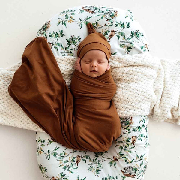 SNUGGLE HUNNY Organic Jersey Wrap & Beanie set - Bronze