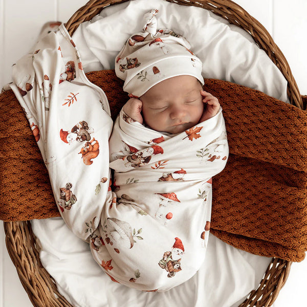 SNUGGLE HUNNY Organic Jersey Wrap & Beanie set - Gnomes lifestyle