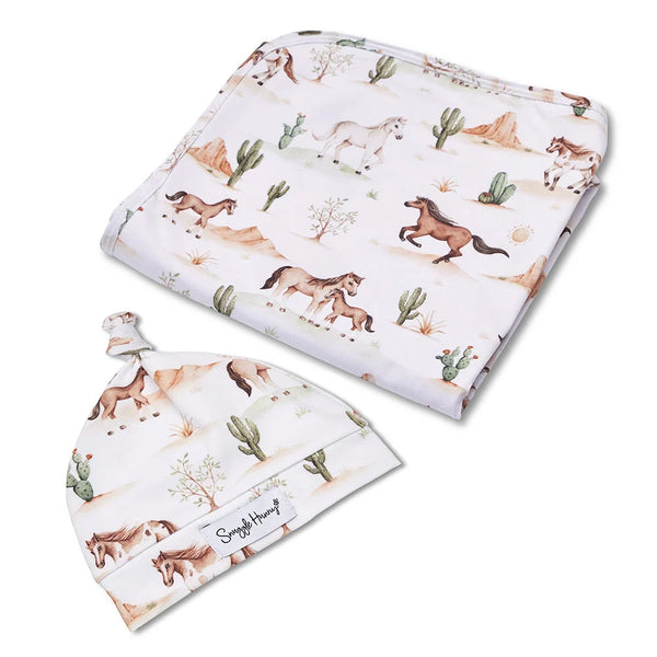 SNUGGLE HUNNY Organic Jersey Wrap & Beanie set | Wild Horses