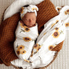 SNUGGLE HUNNY Organic Jersey Wrap & Topknot set - Sunflower lifestyle