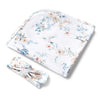 SNUGGLE HUNNY Organic Jersey Wrap & Topknot set - Sweet Swallows
