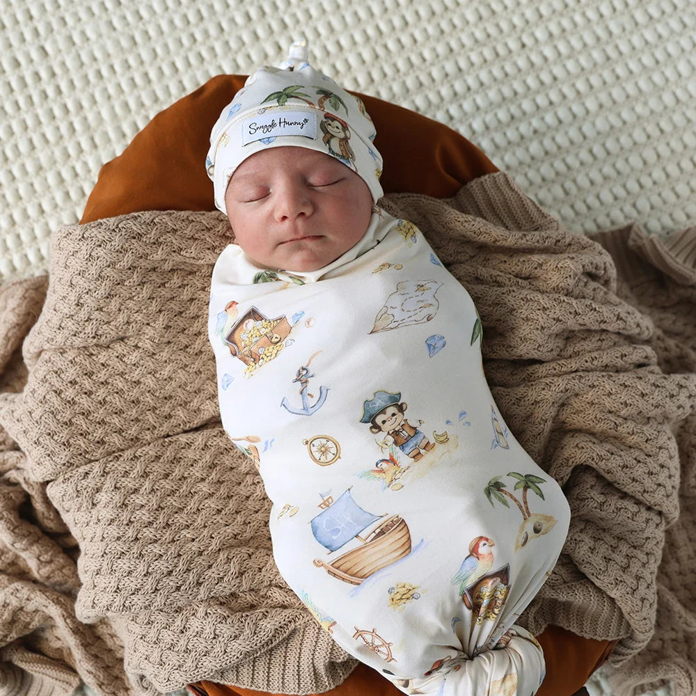 SNUGGLE HUNNY Organic Jersey Wrap & Beanie set | Treasure Island
