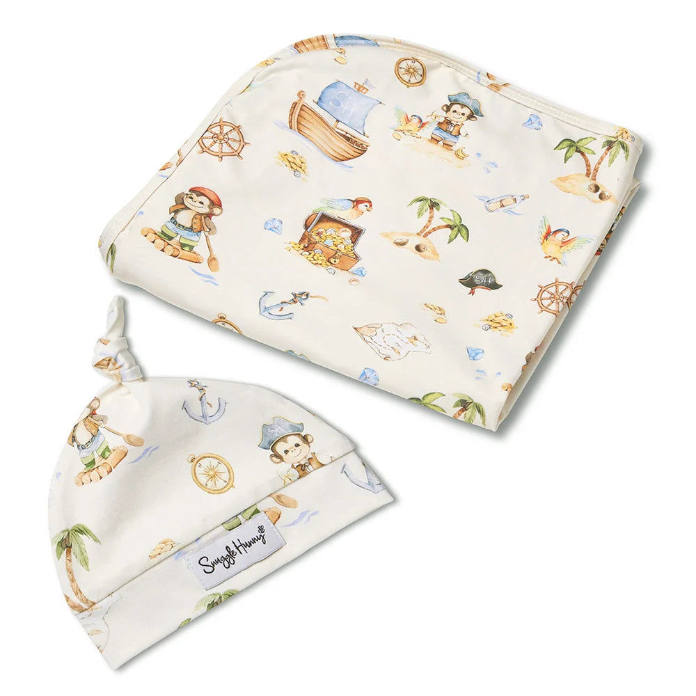 SNUGGLE HUNNY Organic Jersey Wrap & Beanie set | Treasure Island
