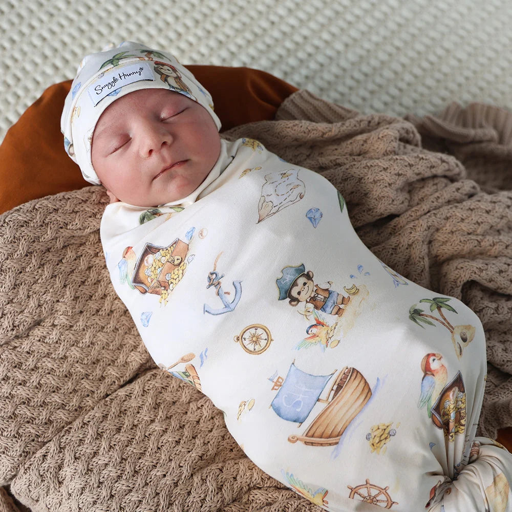 SNUGGLE HUNNY Organic Jersey Wrap & Beanie set | Treasure Island
