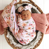 SNUGGLE HUNNY Organic Jersey Wrap & Topknot set - Birds & Blooms