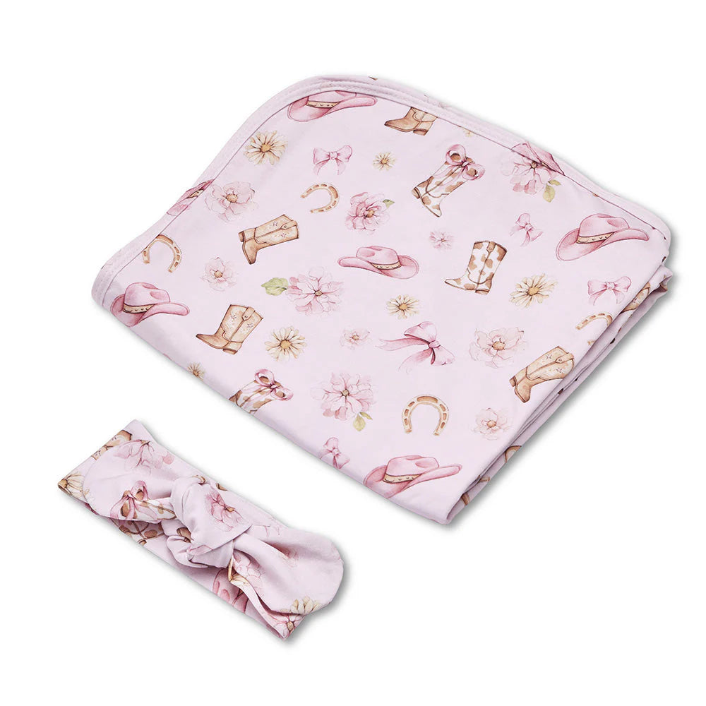 SNUGGLE HUNNY Organic Jersey Wrap & Topknot set | Boots & Bows