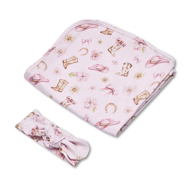 SNUGGLE HUNNY Organic Jersey Wrap & Topknot set | Boots & Bows