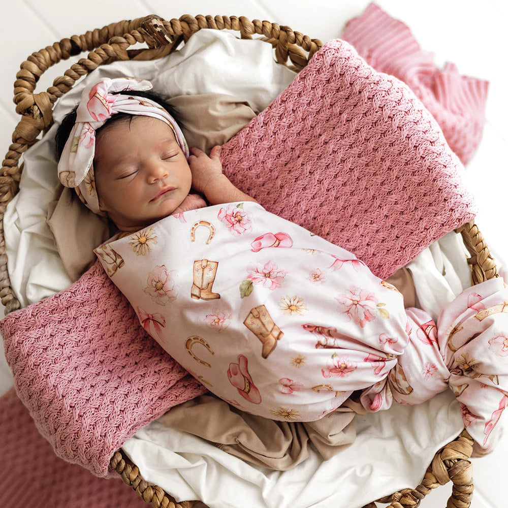 SNUGGLE HUNNY Organic Jersey Wrap & Topknot set | Boots & Bows