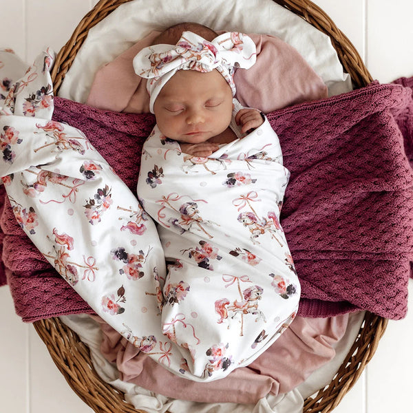 SNUGGLE HUNNY Organic Jersey Wrap & Topknot set | Carousel