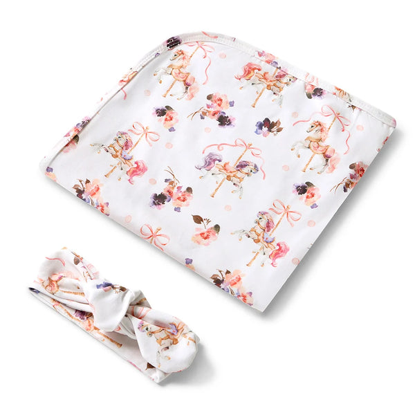 SNUGGLE HUNNY Organic Jersey Wrap & Topknot set | Carousel