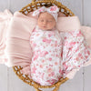 SNUGGLE HUNNY Organic Jersey Wrap & Topknot set | Flamingos