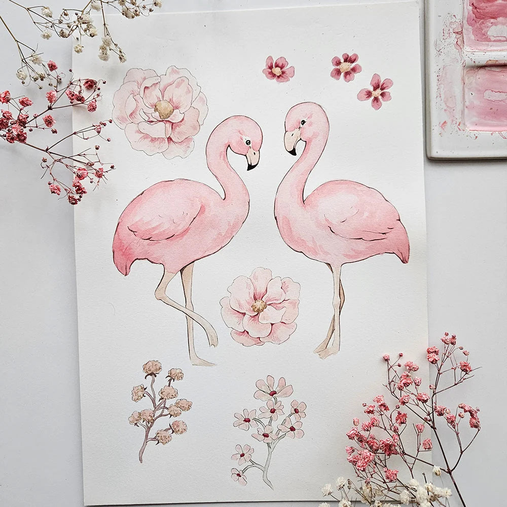 SNUGGLE HUNNY Organic Jersey Wrap & Topknot set | Flamingos