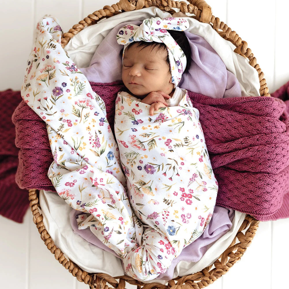 SNUGGLE HUNNY Organic Jersey Wrap & Topknot set | Gracie