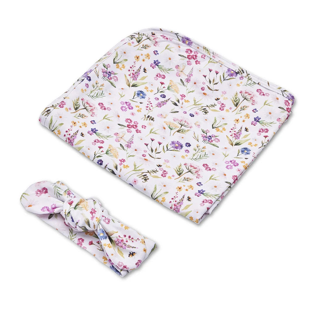 SNUGGLE HUNNY Organic Jersey Wrap & Topknot set | Gracie