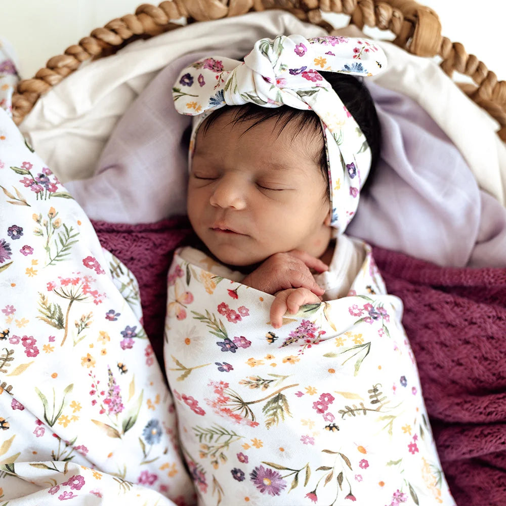 SNUGGLE HUNNY Organic Jersey Wrap & Topknot set | Gracie