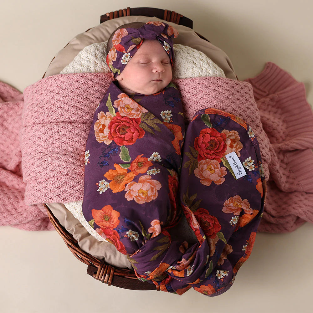 SNUGGLE HUNNY Organic Jersey Wrap & Topknot set - Sienna