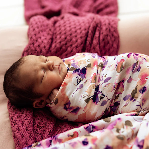 SNUGGLE HUNNY Organic Jersey Wrap & Topknot set - Blushing Beauty