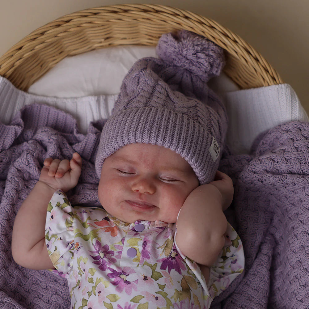 SNUGGLE HUNNY Organic Knit Baby Beanie - Lavender