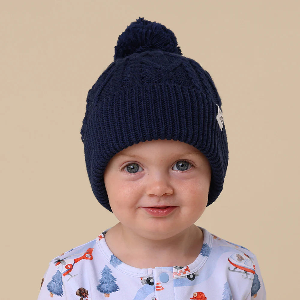 SNUGGLE HUNNY Organic Knit Baby Beanie - Navy