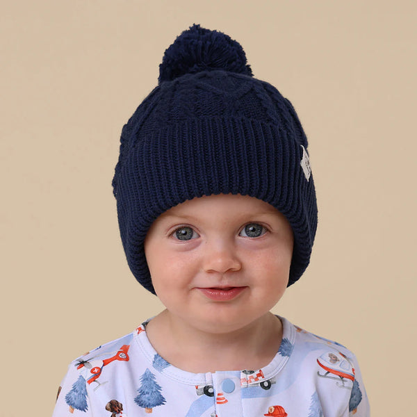 SNUGGLE HUNNY Organic Knit Baby Beanie - Navy