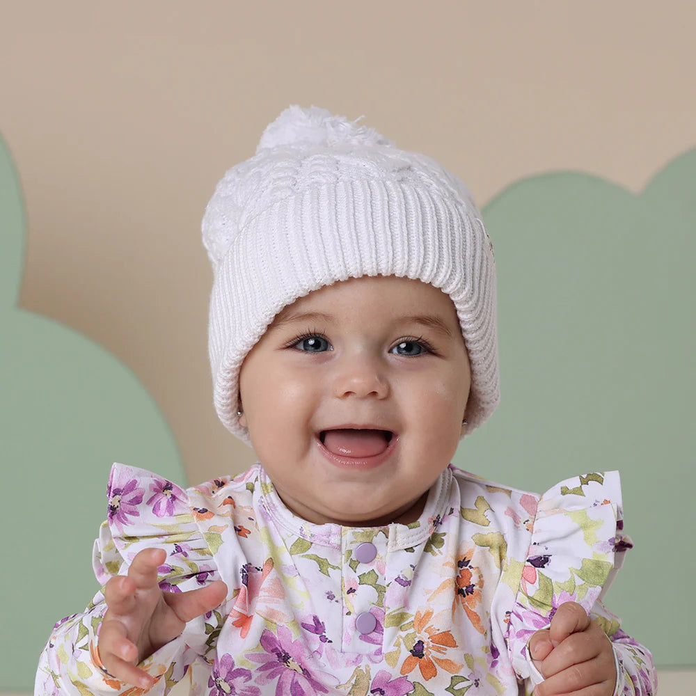 SNUGGLE HUNNY Organic Knit Baby Beanie - White