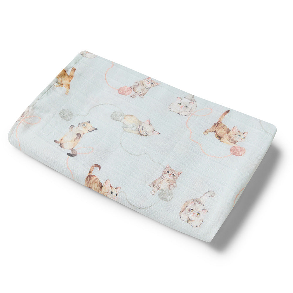 SNUGGLE HUNNY Organic Muslin Swaddle -  Kittens