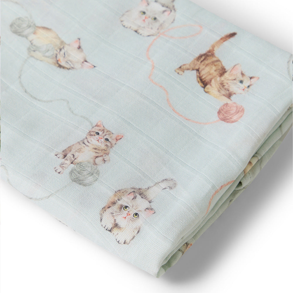 SNUGGLE HUNNY Organic Muslin Swaddle -  Kittens