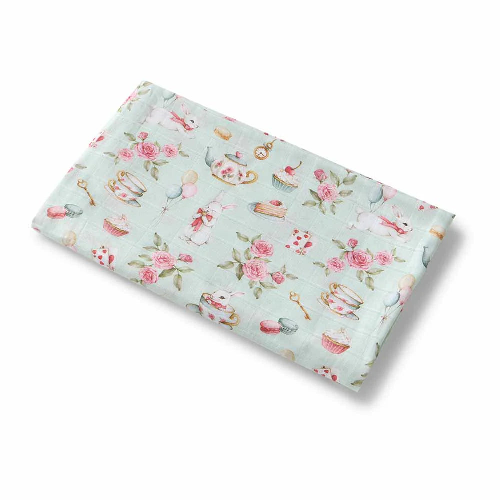 SNUGGLE HUNNY Organic Muslin Swaddle -  White Rabbit flatlay