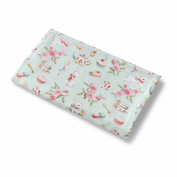 SNUGGLE HUNNY Organic Muslin Swaddle -  White Rabbit flatlay