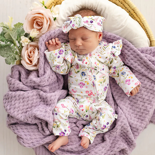 SNUGGLE HUNNY Organic Snugglesuit Convertible Romper with Frill | Gracie