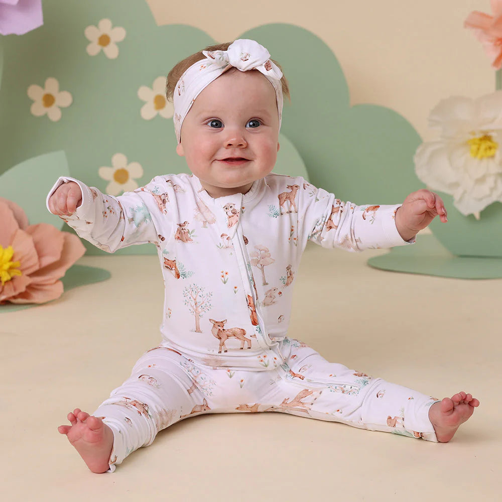 SNUGGLE HUNNY Organic Snugglesuit Convertible Romper - Woodland Tales lifestyle