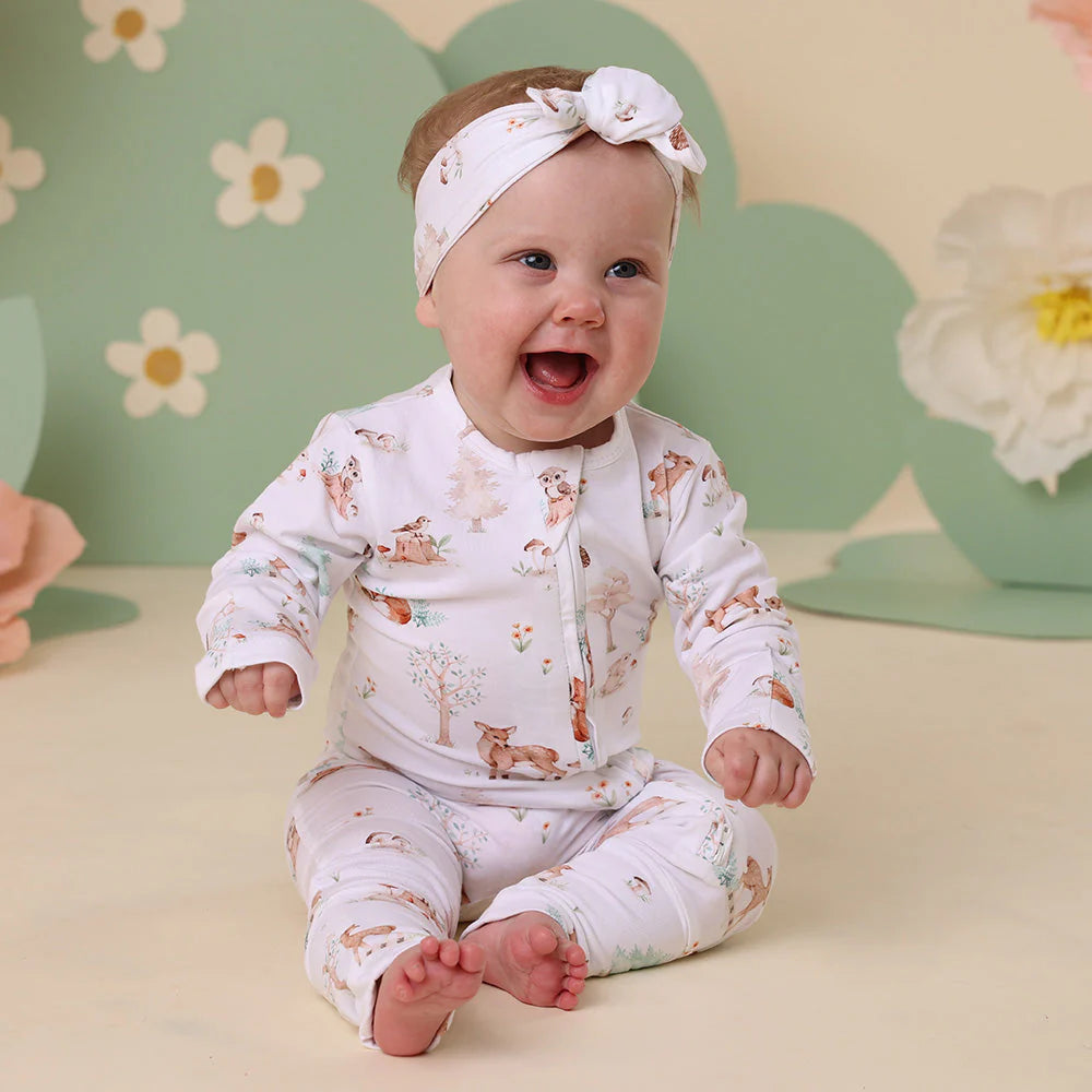 SNUGGLE HUNNY Organic Snugglesuit Convertible Romper - Woodland Tales lifestyle