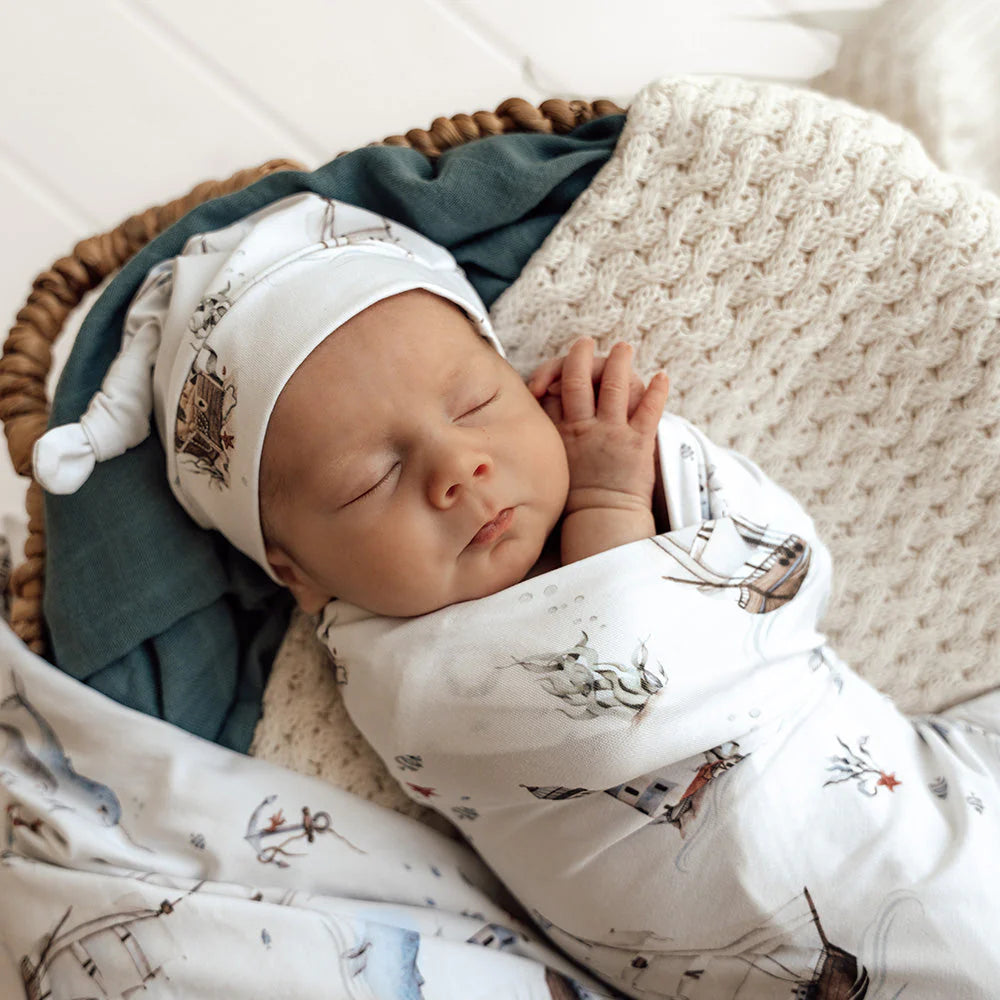 SNUGGLE HUNNY Organic Jersey Wrap & Beanie set - Set Sail