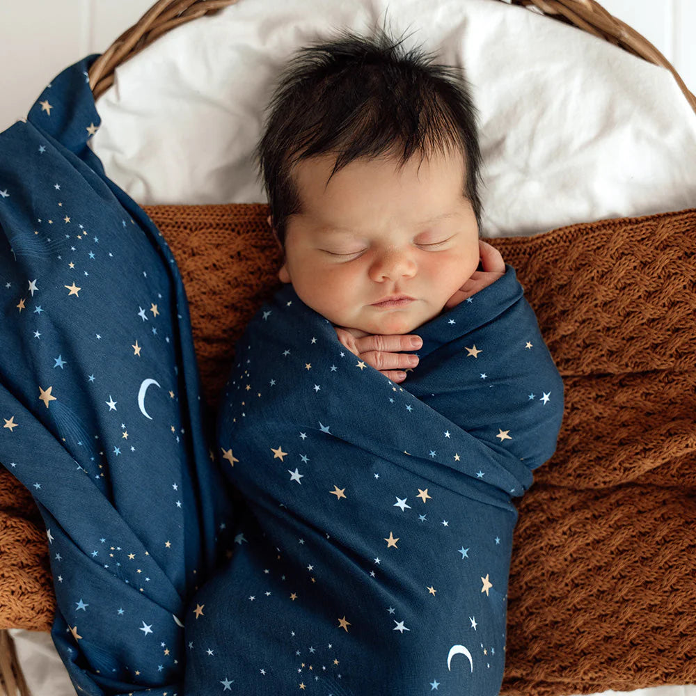 SNUGGLE HUNNY Organic Jersey Wrap & Beanie set - Starry Night
