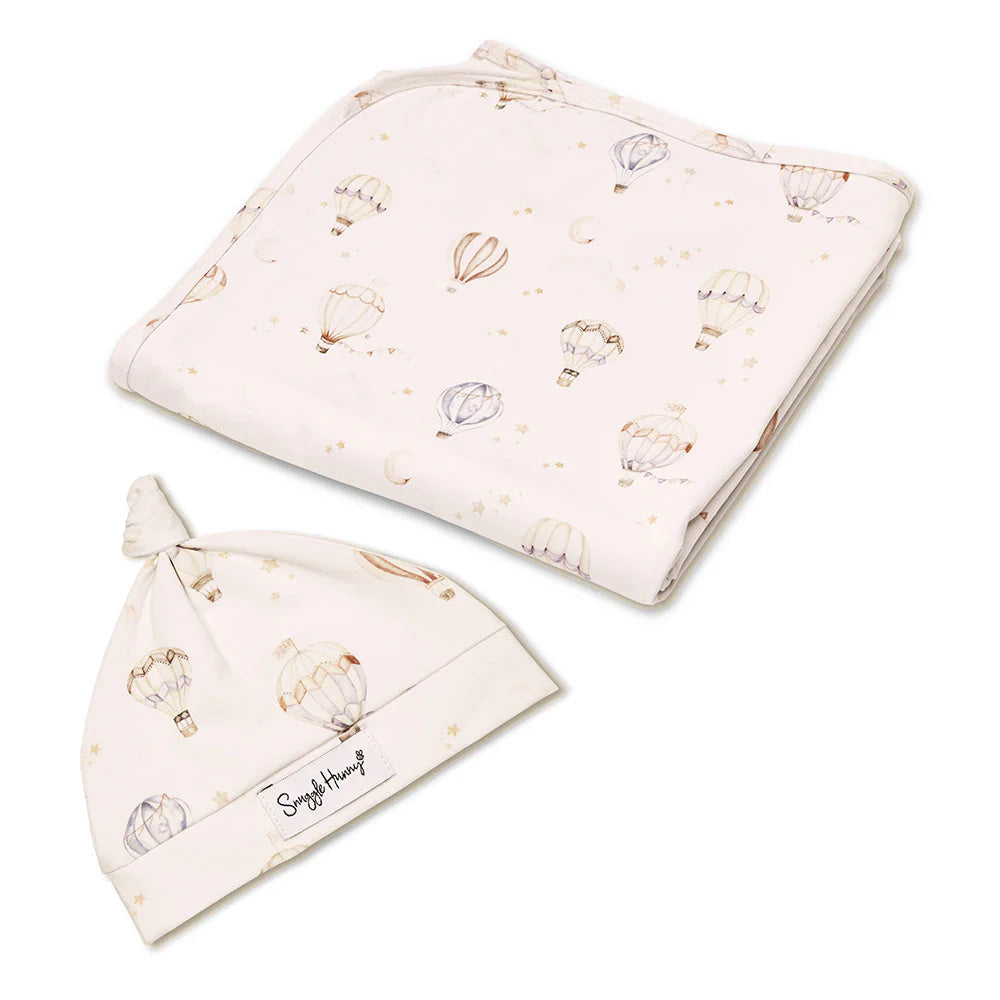 SNUGGLE HUNNY Organic Jersey Wrap & Beanie set - Up & Away