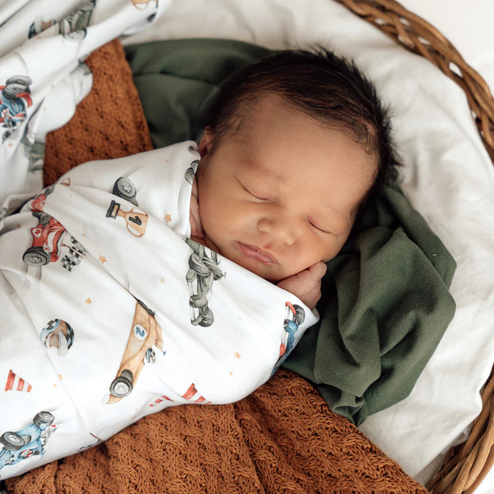 SNUGGLE HUNNY Organic Jersey Wrap & Beanie set - Little Racers