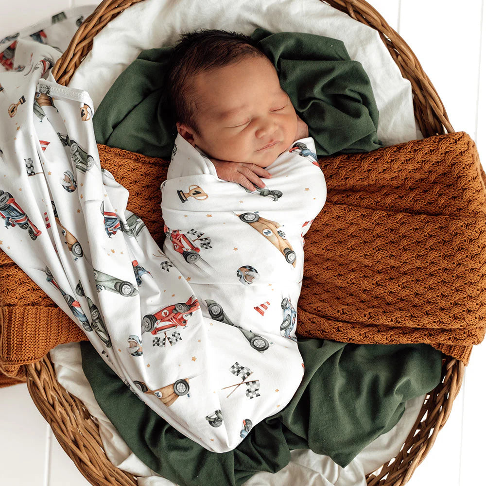 SNUGGLE HUNNY Organic Jersey Wrap & Beanie set - Little Racers