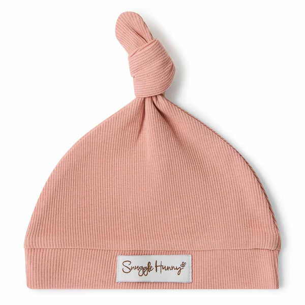 SNUGGLE HUNNY Ribbed Knotted Beanie - Rose front