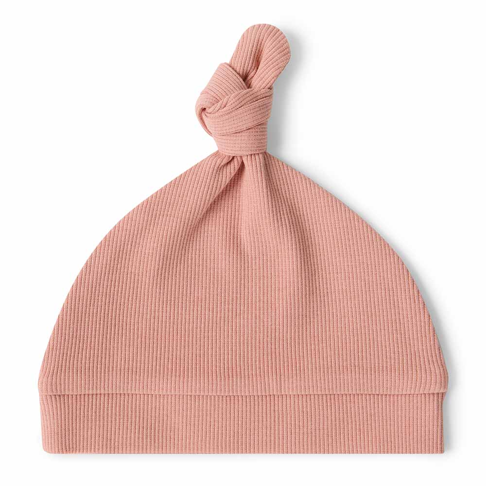 SNUGGLE HUNNY Ribbed Knotted Beanie - Rose back